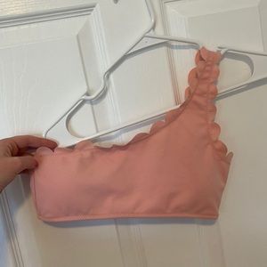 Light pink scalloped one shoulder bikini top